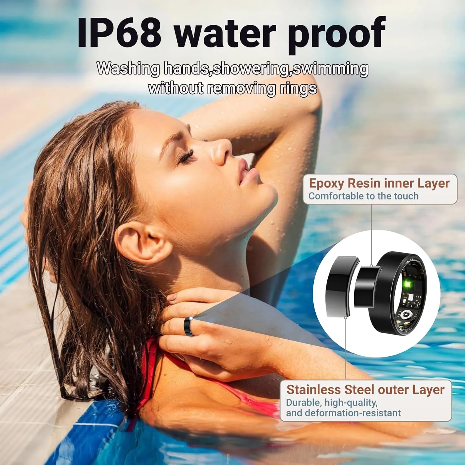 Smart Ring for Women Men, Sleep Tracker Ring with Heart Rate, Blood Oxygen, Fitness Ring for Activity Tracker/Steps/Calories, No Subscription, Waterproof Health Rings,Utra Battery Life