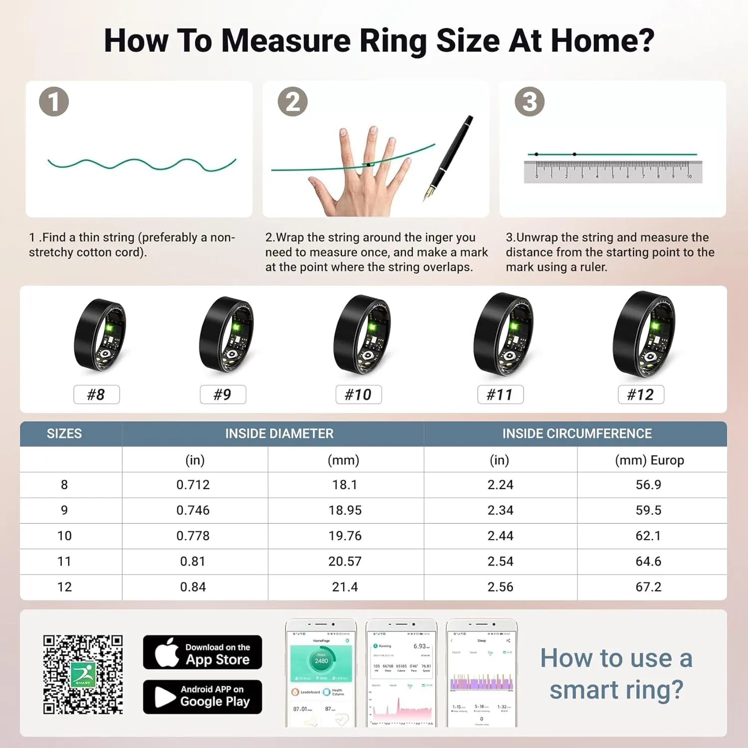 Smart Ring for Women Men, Sleep Tracker Ring with Heart Rate, Blood Oxygen, Fitness Ring for Activity Tracker/Steps/Calories, No Subscription, Waterproof Health Rings,Utra Battery Life
