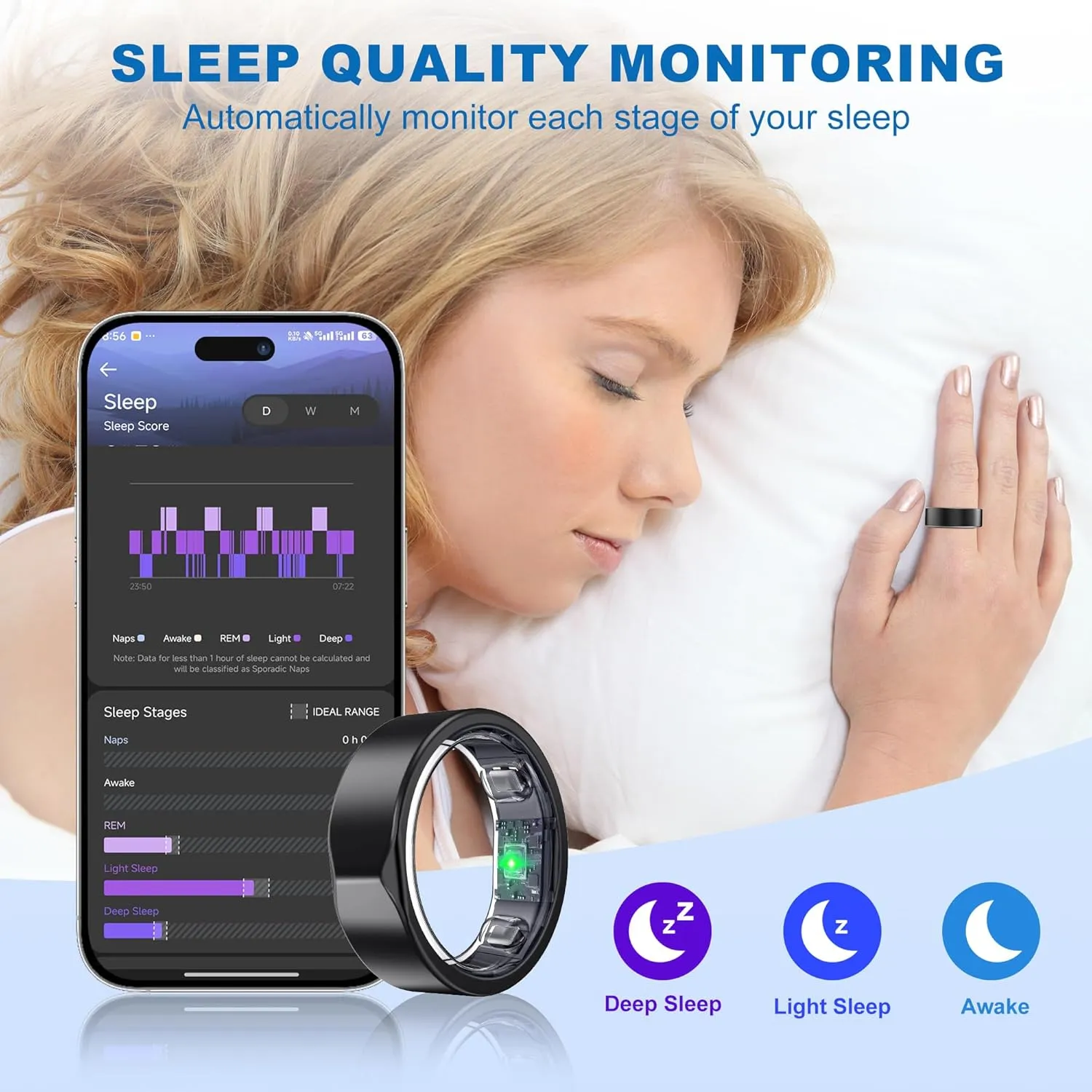 Smart Ring-Size First Before You Buy, No APP Subscription,7-10 Days of Use,Sleep|Activity|Stress|Heart Rate|SPO₂ Tracker, Compatible with iOS and Android (Black, 10)