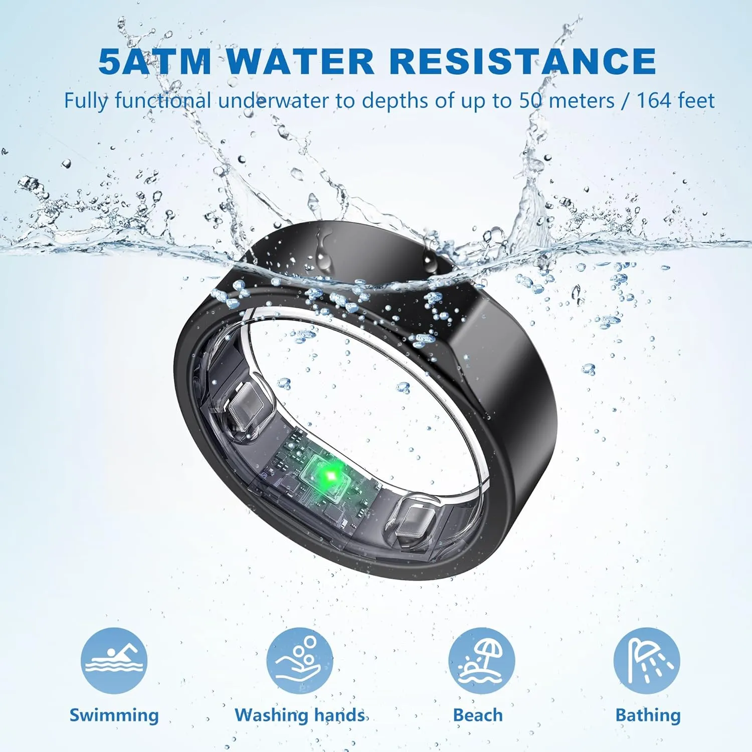 Smart Ring-Size First Before You Buy, No APP Subscription,7-10 Days of Use,Sleep|Activity|Stress|Heart Rate|SPO₂ Tracker, Compatible with iOS and Android (Black, 10)