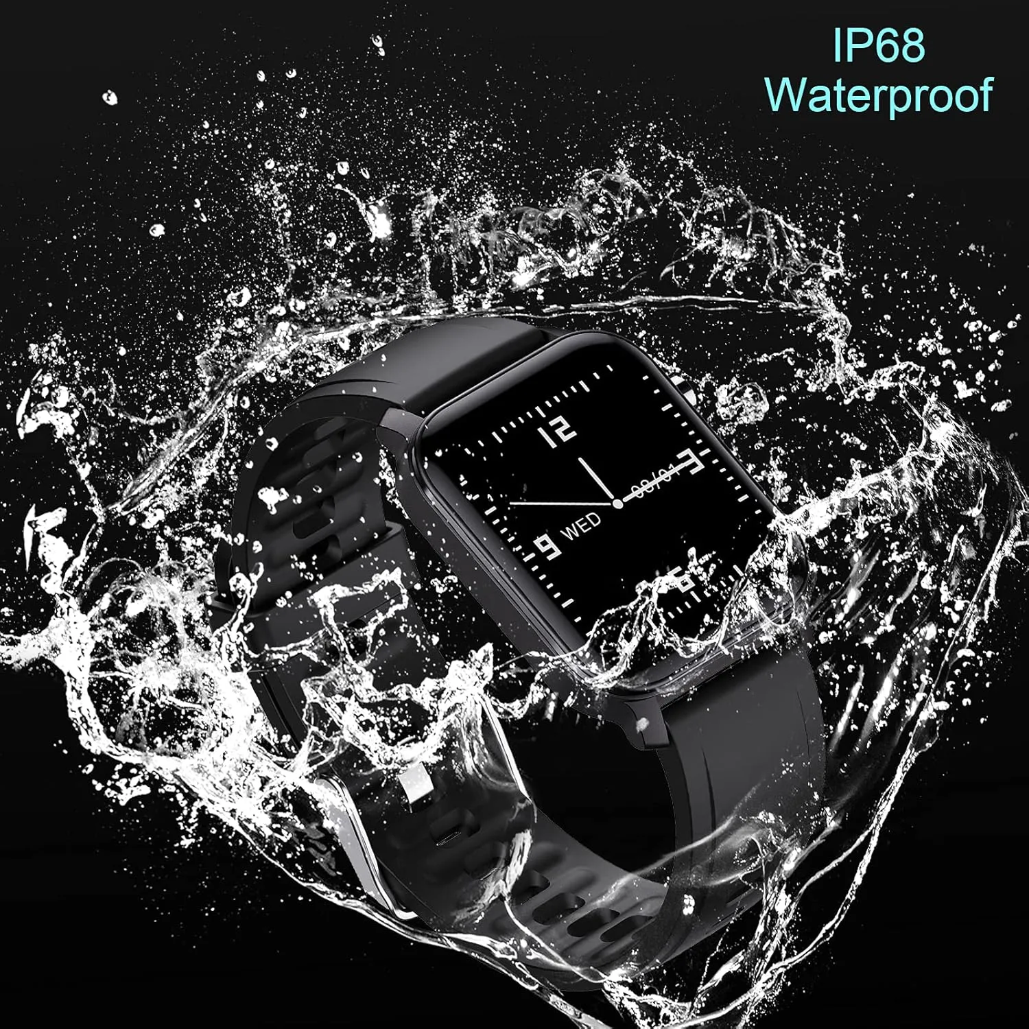 Smart Watch, Bluetooth Fitness Tracker for Men Women, 1.4" Couple Sport Watch with Touch Screen Heart Rate Blood Sleep Tracker Pedometer, IP68 Waterproof Smartwatch for Android iOS Samsung (Black)