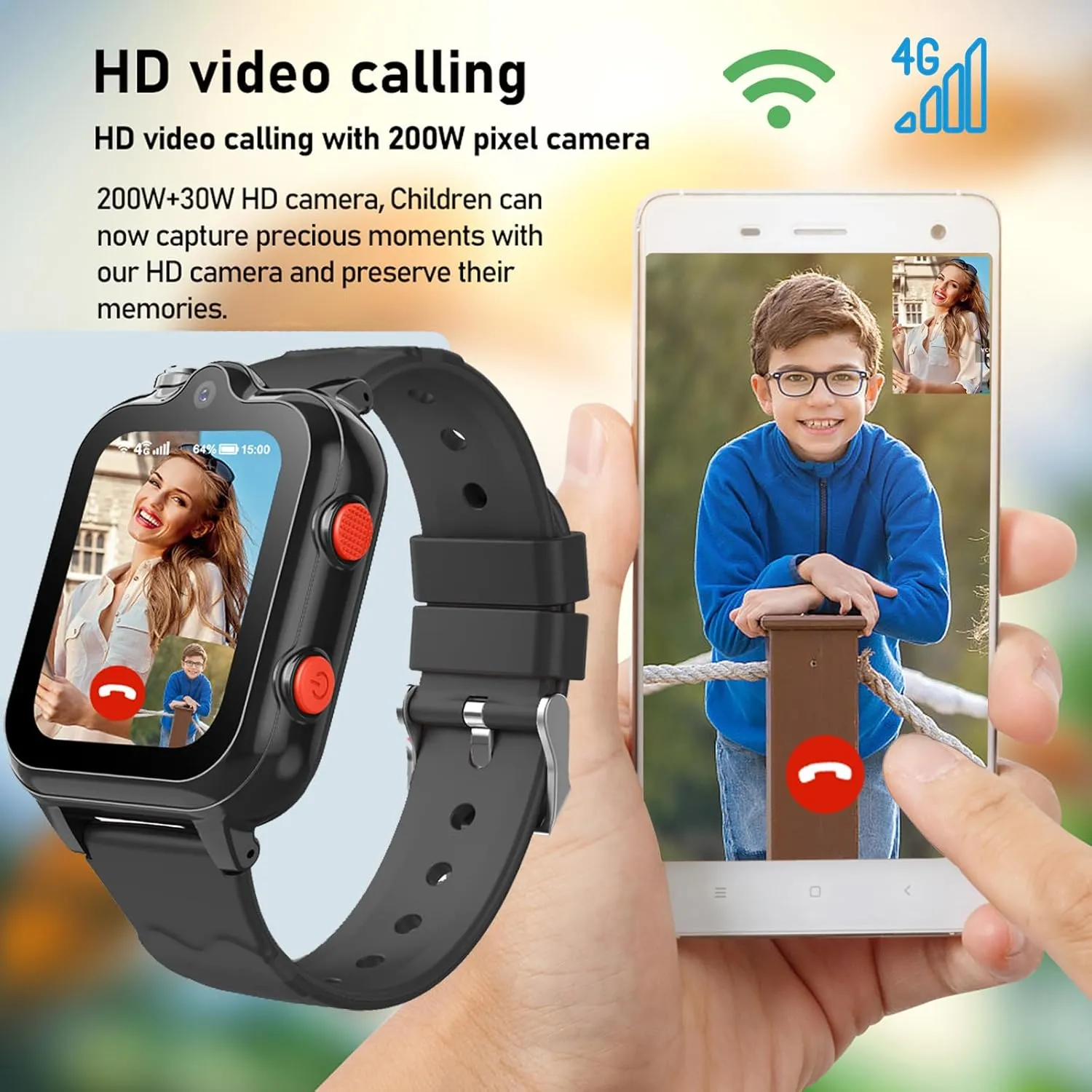 Smart Watch for Kids, 4G Phone Calling Text Messaging Child Phone Smartwatch with WiFi, Voice Video Chat, Bluetooth, Alarm, Pedometer, Wrist Watch for 4-16 Boys Girls Birthday Gifts.