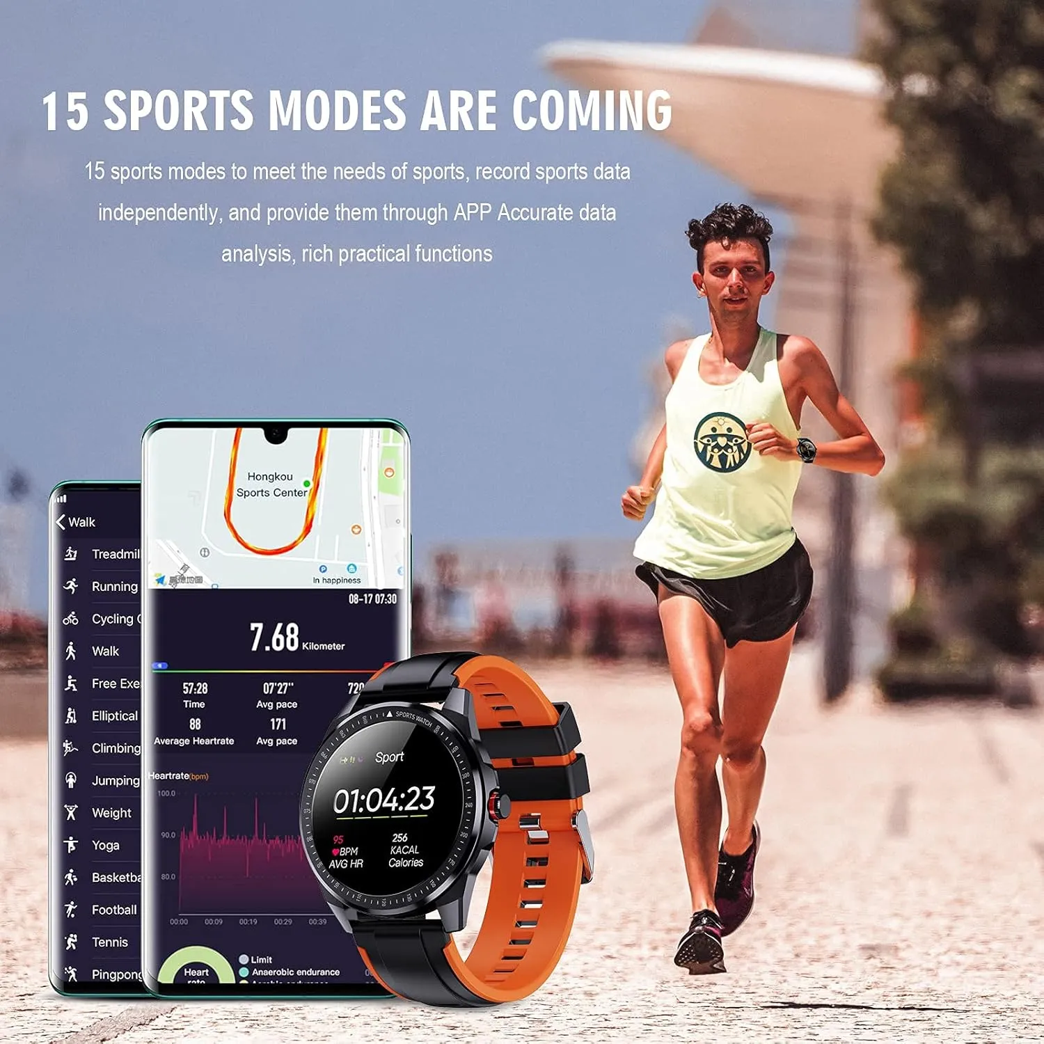 Smart Watch for Men, IP68 Waterproof Fitness Tracker, 1.28''HD Sport Watch with Heart Rate Monitor Breathe Training Music Control Camera Pedometer, Bluetooth Smartwatch for Android iPhone