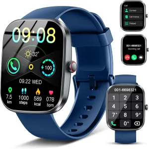 Smart Watch(Answer/Make Call), 1.91" Smartwatch for Men Women, New Fitness Watch with 110  Sport Modes, Fitness Activity Tracke with Pedometer/Sleep Monitor//IP68 Waterproof, for Android iOS, Blue