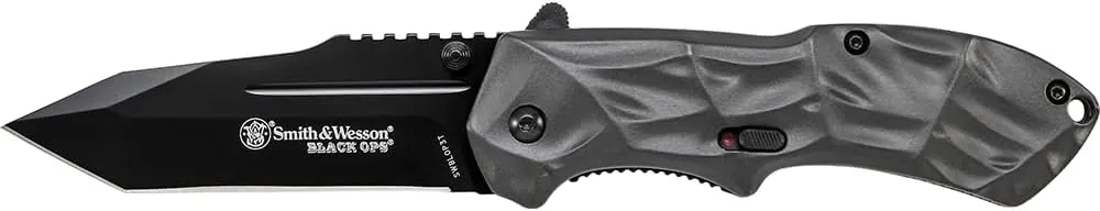 Smith & Wesson Black Ops SWBLOP3T 7.7in S.S. Assisted Opening Knife with 3.4in Tanto Point Blade and Aluminum Handle for Tactical, Survival and EDC