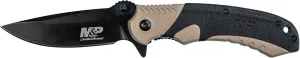 Smith & Wesson M&P M2.0 8.07in S.S Ultra-Glide Folding Knife w/3.5in Drop Point Blade and Aluminum/Nylon FDE Handle for Outdoor, Tactical, Survival and EDC, Multicolor