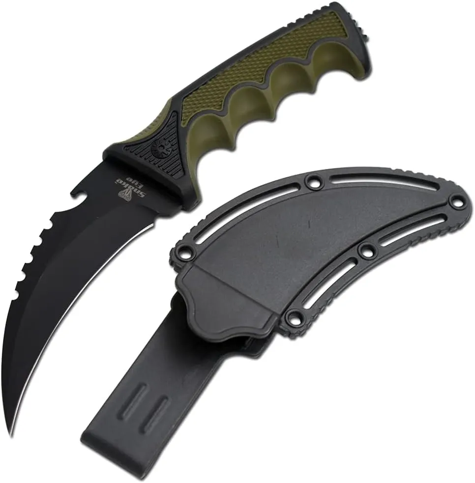 Snake Eye Tactical 9" Hunting Survival Knife Curve Saw Back Blade With Molded Sheath. (GN-2)