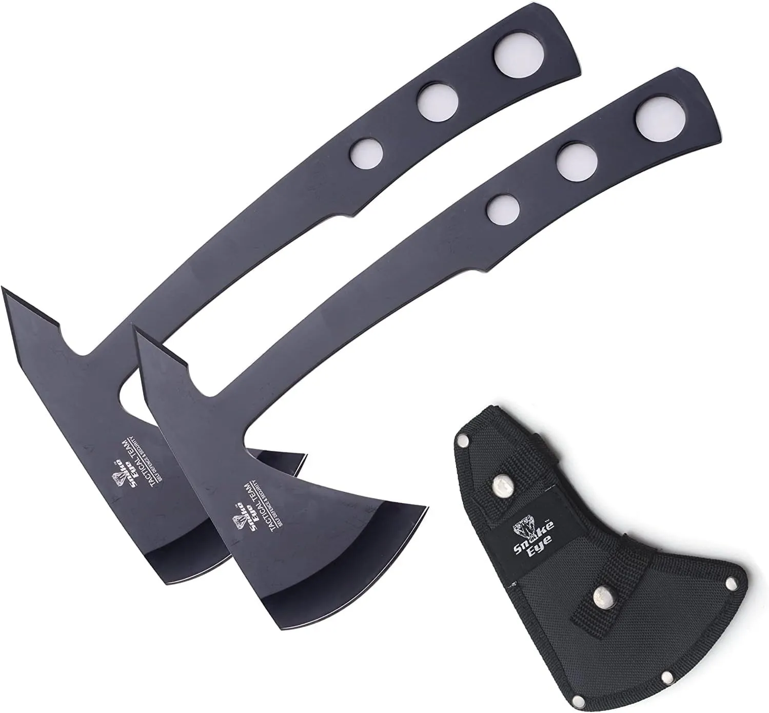 Snake Eye Tactical Tomahawk Throwing Knife, 9.5 Inch Overall Length, Stainless Steel Blade, with Nylon Sheath (Black(Pair))
