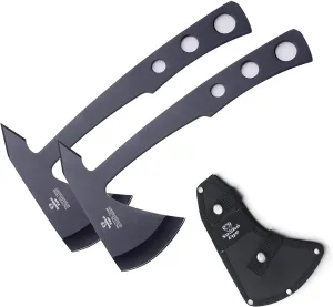 Snake Eye Tactical Tomahawk Throwing Knife, 9.5 Inch Overall Length, Stainless Steel Blade, with Nylon Sheath (Black(Pair))
