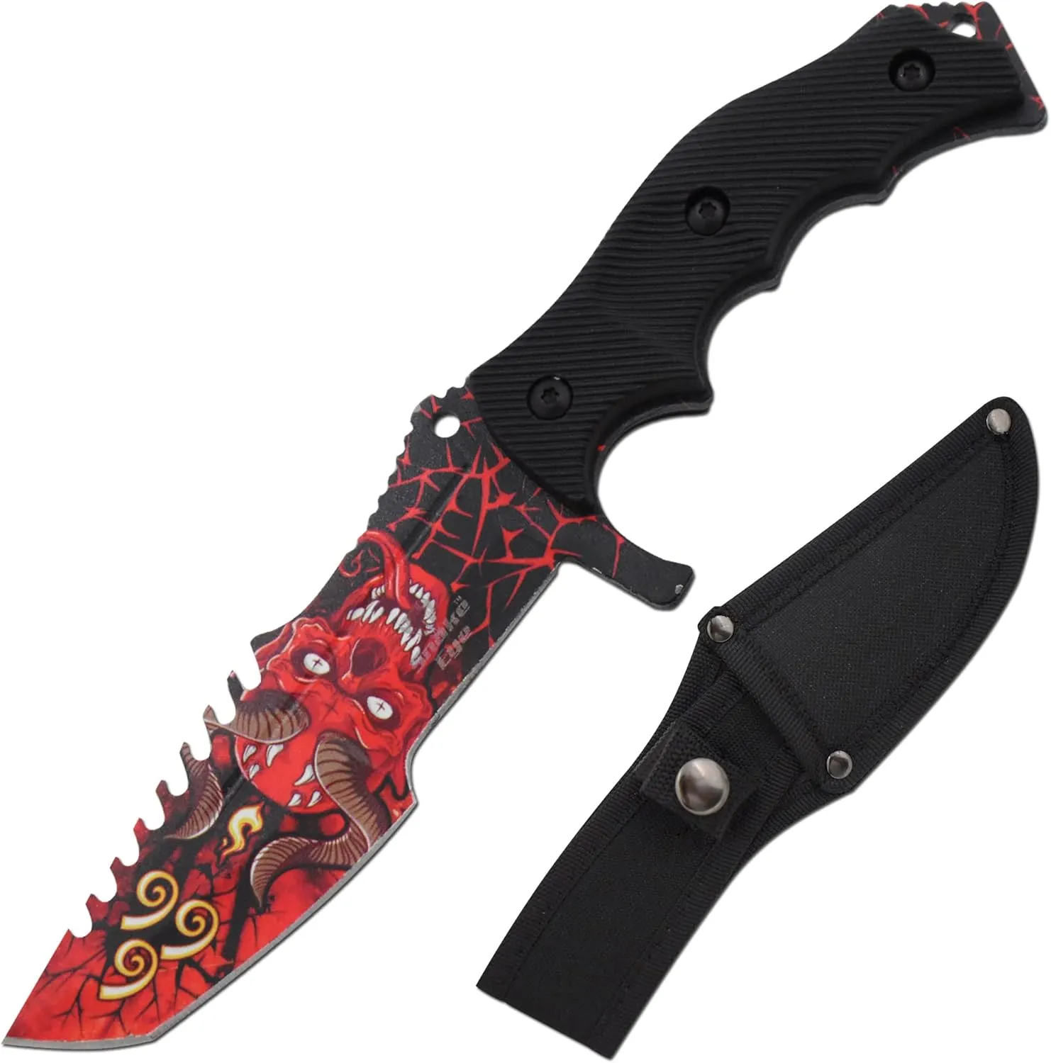 Snake Eye Tactical Triple Set Fixed Blade Mini Huntsman Folding Knife Outdoors Hunting Camping Fishing Self Defense (Red-Demon)