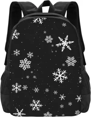 Snowflake Winter Pattern Black And White Lightweight Packable Backpack Travel Casual Hiking Daypack Foldable Backpack For Men Women