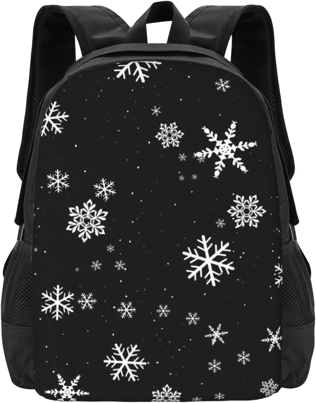 Snowflake Winter Pattern Black And White Lightweight Packable Backpack Travel Casual Hiking Daypack Foldable Backpack For Men Women