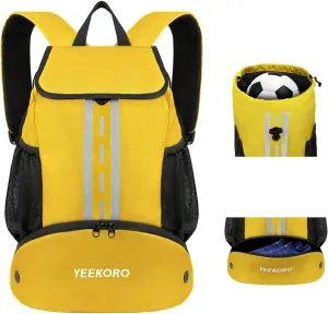 Soccer Backpack Multifunctional Sport Gym Bags with Dry-wet Separate & Shoe Compartment for Basketball Volleyball