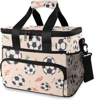 Soccer Ball Pink Cooler Bag Insulated Cooler Soft Sided Cooler 24 Can Portable Picnic Bag Large Leakproof Lunch Bag Box for Beach Grocery Camping Travel Car Men Women