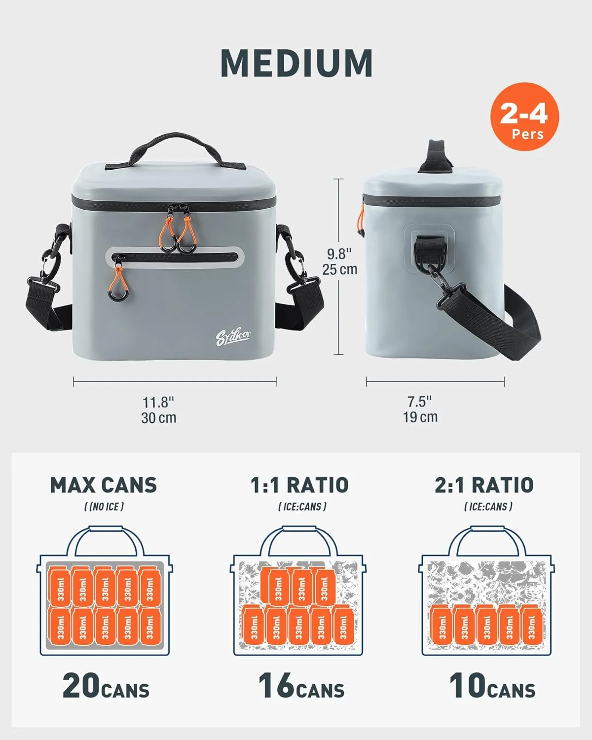 Soft-Sided Cooler Bag, 7/16/30 Can Portable Ice Chest Box, Waterproof, Leak-Proof, Insulated Cooler for Lunch, Beach, Drink, Beverage, Travel, Camping, Picnic