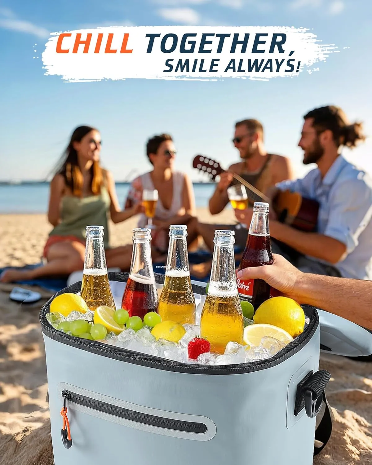 Soft-Sided Cooler Bag, 7/16/30 Can Portable Ice Chest Box, Waterproof, Leak-Proof, Insulated Cooler for Lunch, Beach, Drink, Beverage, Travel, Camping, Picnic