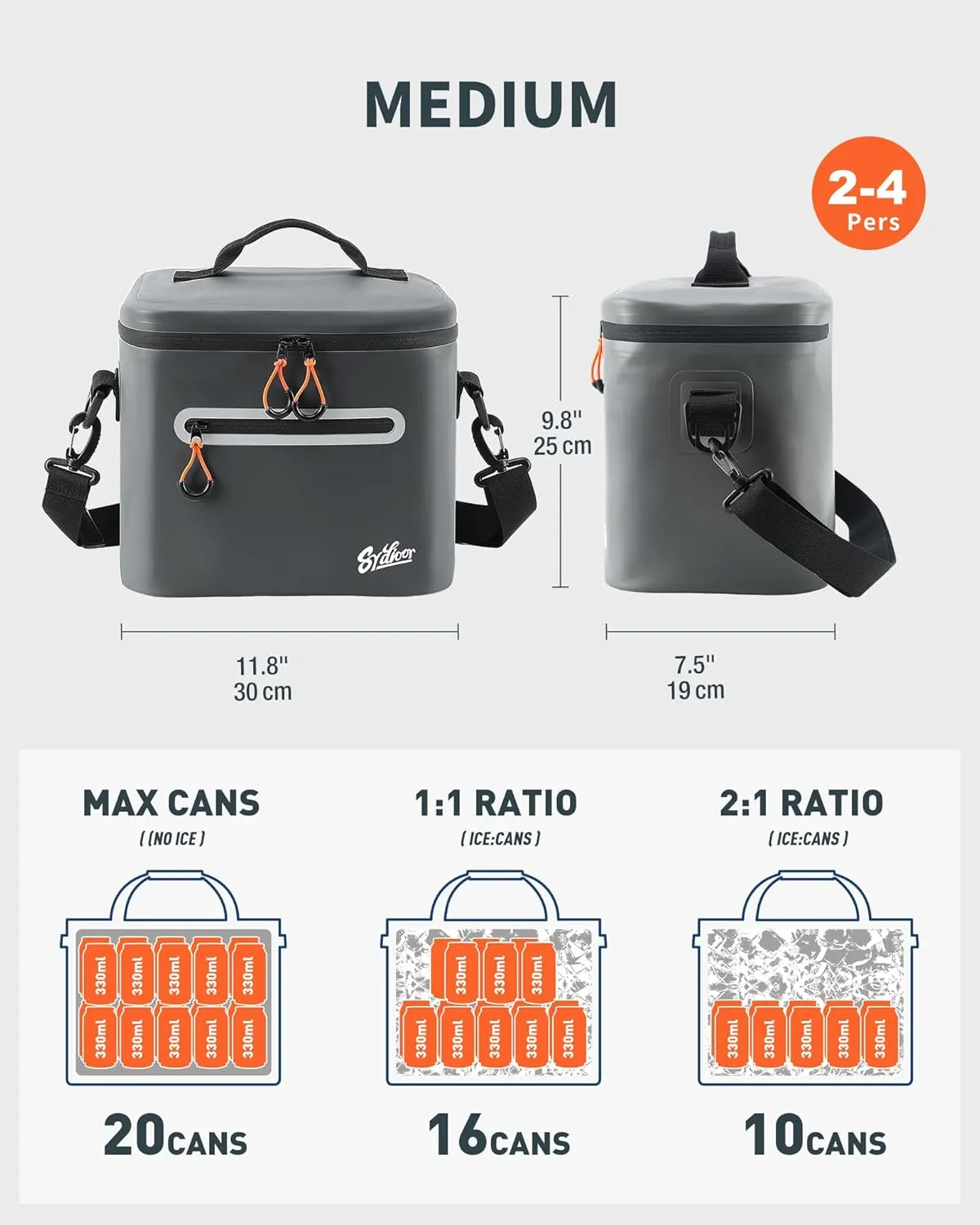Soft-Sided Cooler Bag, 7/16/30 Can Portable Ice Chest Box, Waterproof, Leak-Proof, Insulated Cooler for Lunch, Beach, Drink, Beverage, Travel, Camping, Picnic