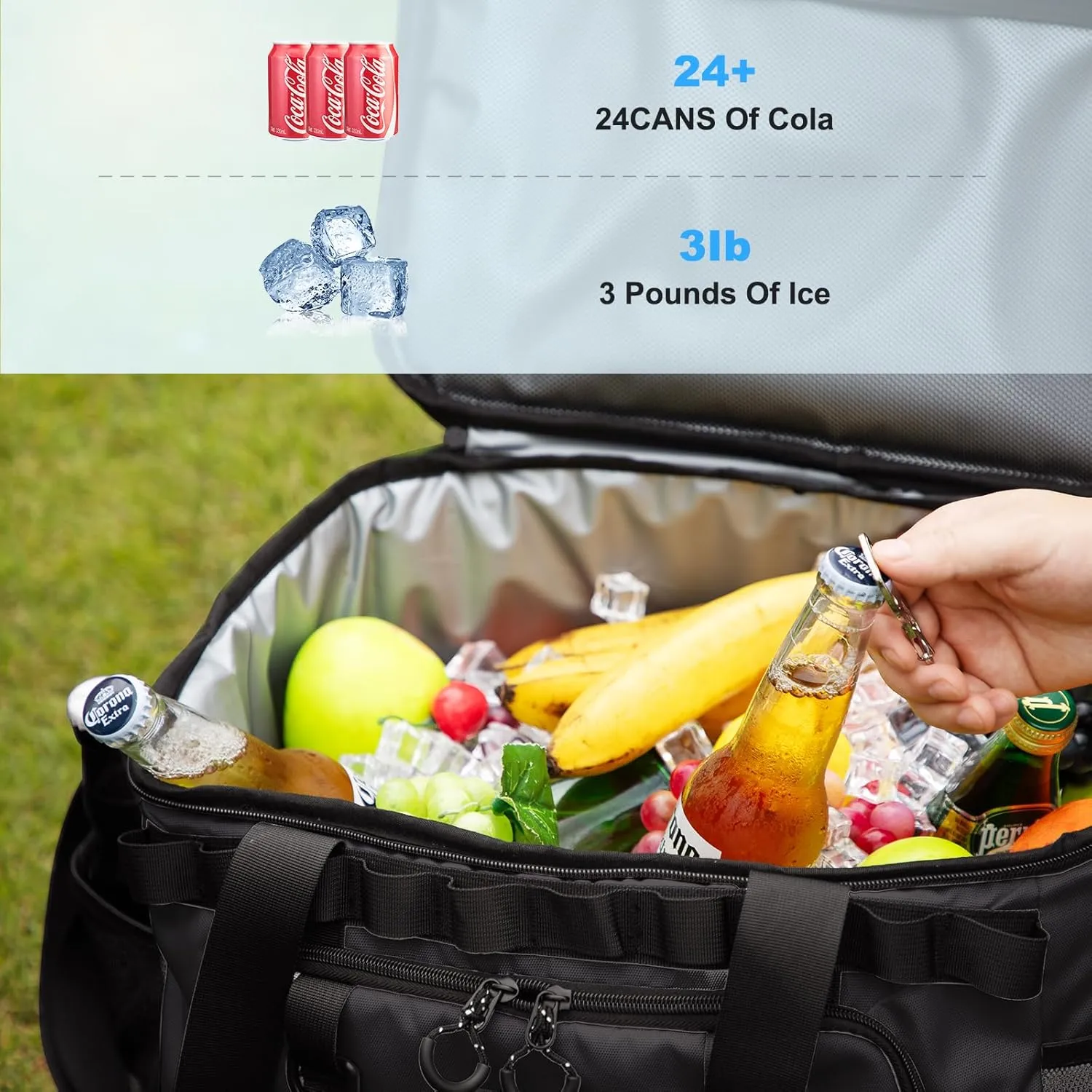 Soft Travel Coolers Bags Insulated Cooling 16hour for Camping Hiking Beach Travel Soft Sided Insulated Cooler Bag 24/48Cans for Women Men