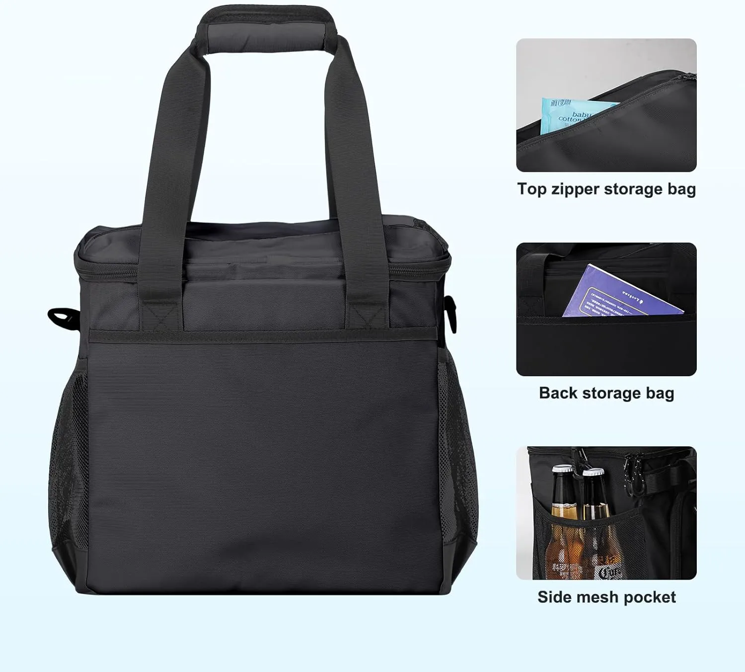 Soft Travel Coolers Bags Insulated Cooling 16hour for Camping Hiking Beach Travel Soft Sided Insulated Cooler Bag 24/48Cans for Women Men