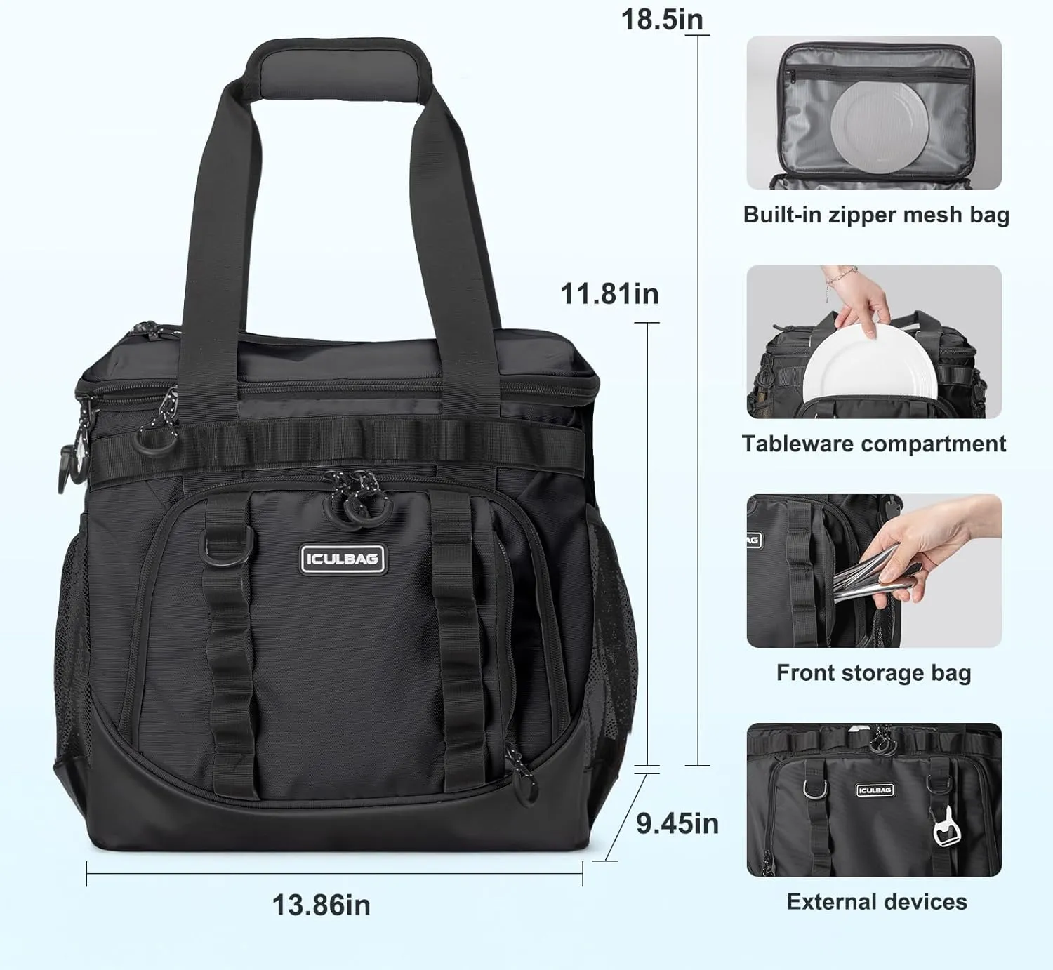 Soft Travel Coolers Bags Insulated Cooling 16hour for Camping Hiking Beach Travel Soft Sided Insulated Cooler Bag 24/48Cans for Women Men