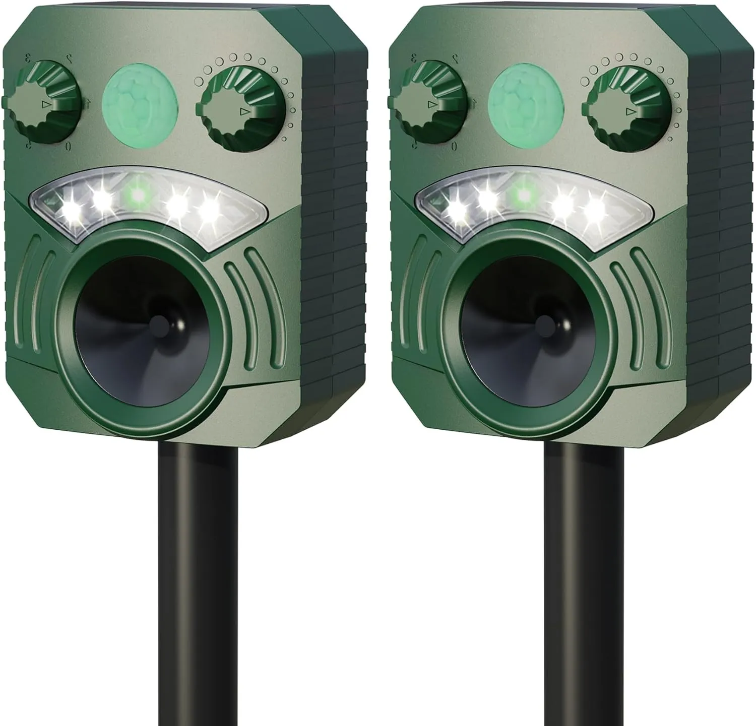 Solar Powered Animal Repeller Ultrasonic Dog Deterrent Waterproof Cat Repellent Outdoor Squirrel Deer Racoon Fox Control Device with RIP Sensor Flashing Light and 5 Modes