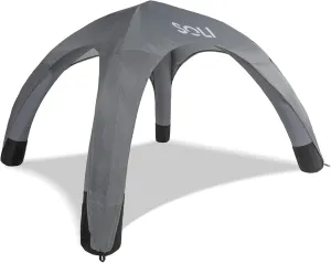 SOLI Inflatable Shade Air Canopy - Quick Self-Inflating Sun Shelter with Air Pump, UPF 50  Sun Protection, Travel-Friendly, Stable Anchors for Beach, Camping & Backyard Use (Cool Grey) - 10 ft