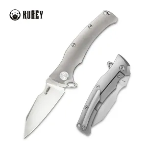 Solider Frame Lock Flipper Knife Titanium Handle (3.5" Sandblast AUS-10)KB281A