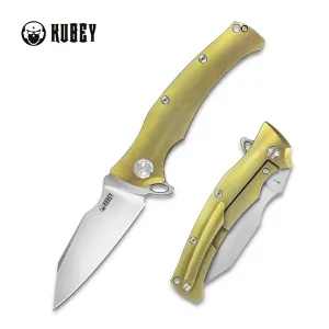 Solider Frame Lock Flipper Knife Titanium Handle (3.5" Sandblast AUS-10)KB281C
