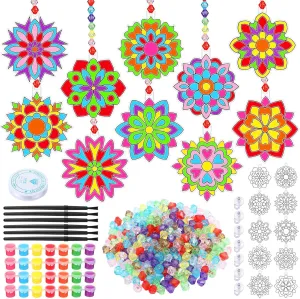 Sonwyoung 30 Sets Suncatchers Craft Kits, DIY Glow in The Dark Suncatcher Kits Stained Glass Window Paint Art for Classroom Party Activities Art Craft Party Favors (Mandala)