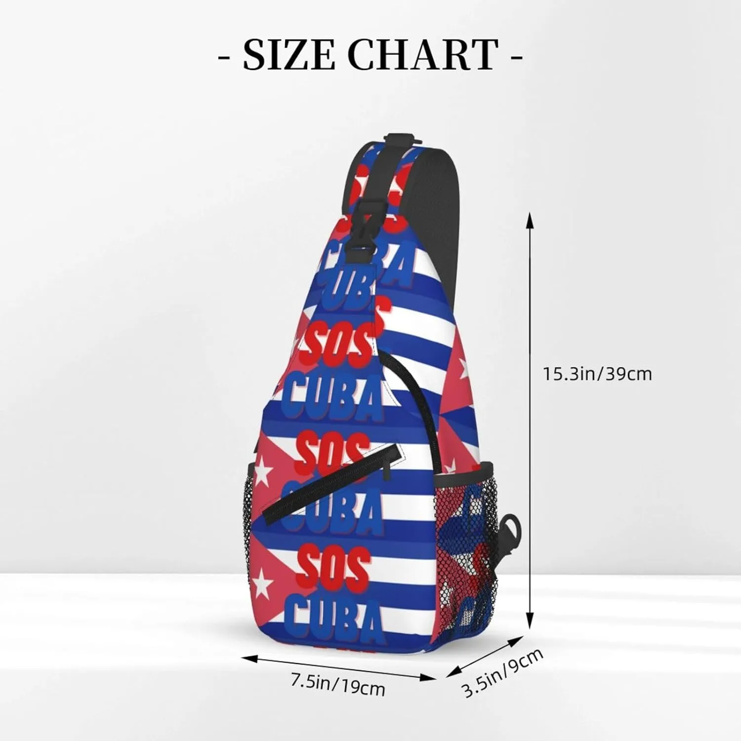 SOS Cuba Flag Crossbody Bag Cross Chest Bag Adjustable Sling Backpack Sports Gym Shoulder Bags Travel Cycling Daypack Diagonally Casual Rucksack