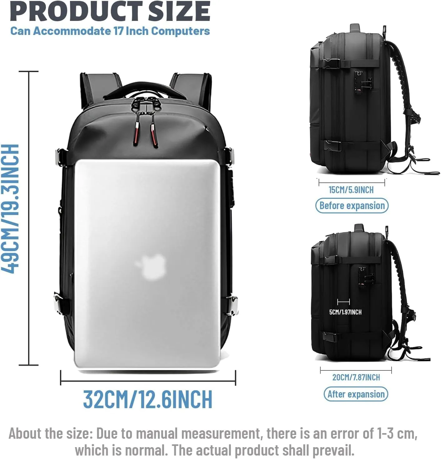 Spacevac Pro Backpack (60 L), Equipped with 1200 Mah Electric Air Pump, Space Vac Pro Large CapacityAnti-Theft Backpack (Gray)