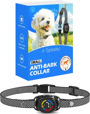 SPEAKY Bark Collar for Small Dogs 5-15lbs – No Shock Dog Bark Collar for Small and Medium Dogs – Bark Collar – Smart Bark Detection – Beep & Vibration – Waterproof – Rechargeable