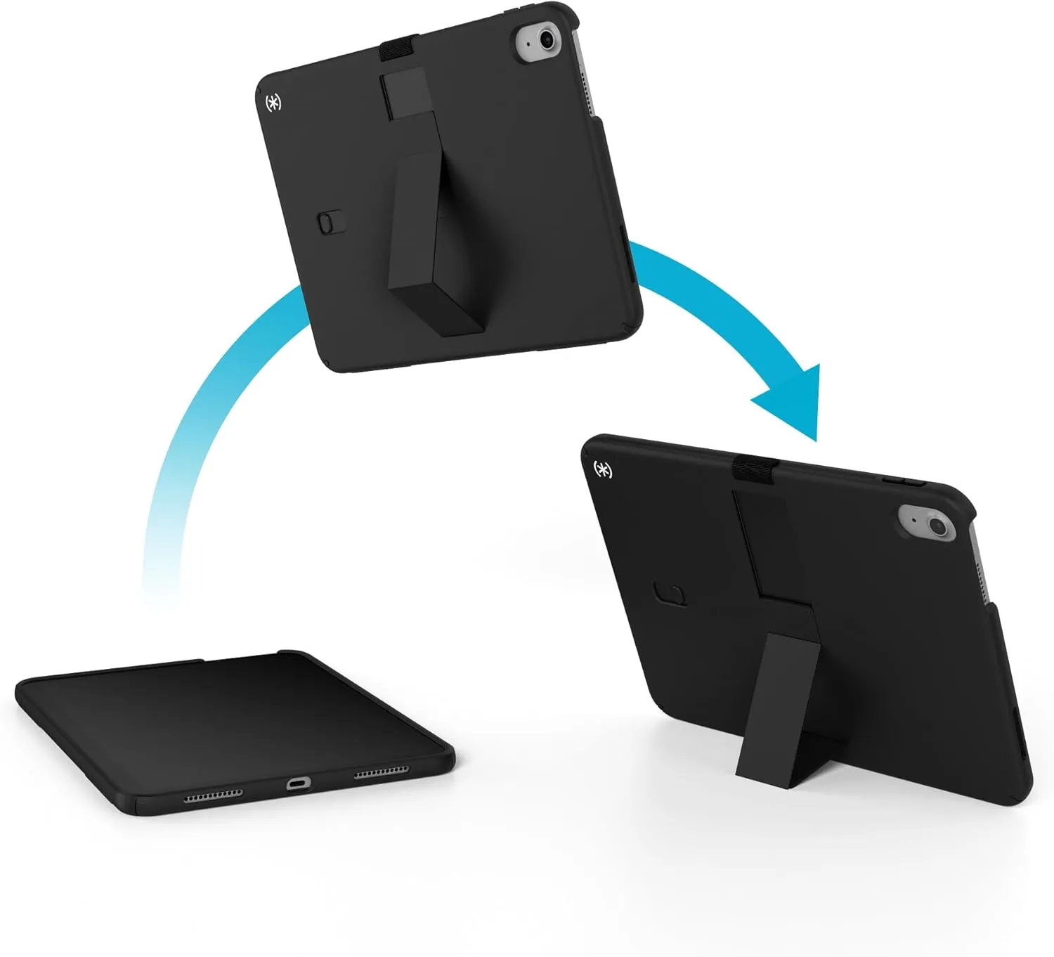 Speck iPad 10.9 Inch Tablet Case and Stand - Scratch Resistant, Drop Protection & Quick Release Kickstand - for iPad 10th Gen 2022 - StandyShell Black/White