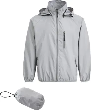 Spmor Men's Lightweight Waterproof Jacket Packable Windbreaker Running Coat