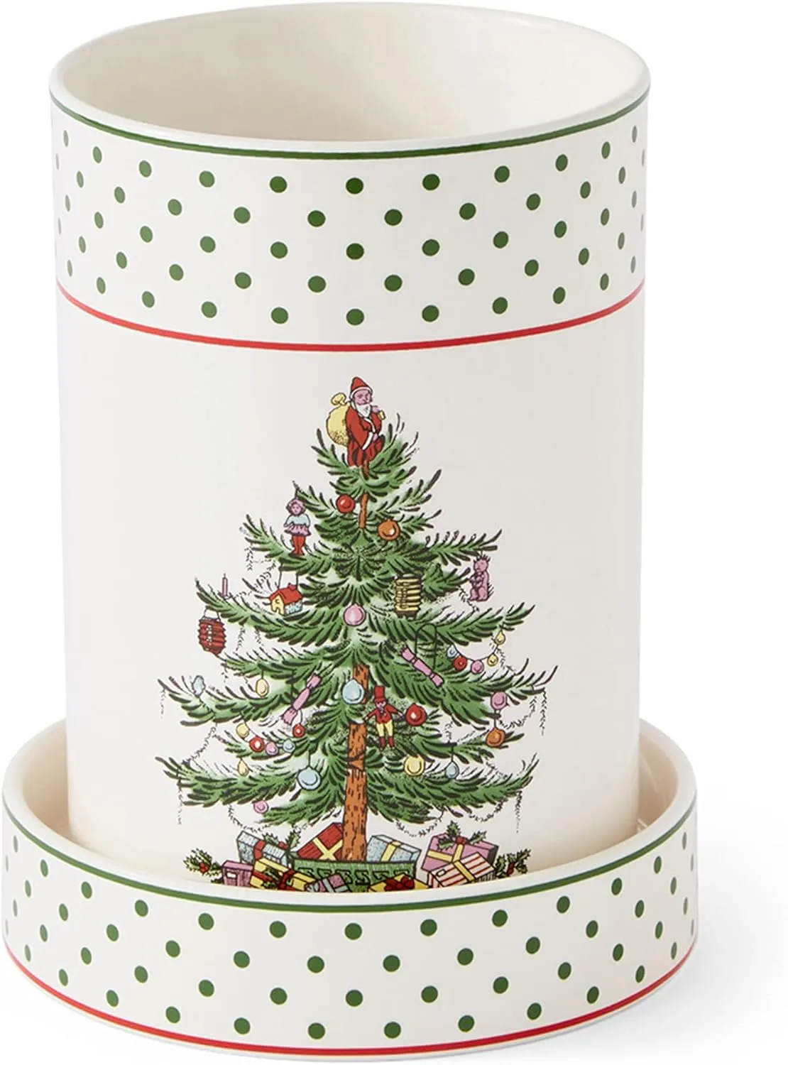 Spode Christmas Tree Wine Chiller & Coaster, Polka Dot - Elegant Wine Cooler and Beverage Chiller for Holiday Entertaining, Christmas Table Settings, Festive Dinner Plates, and Seasonal Serveware
