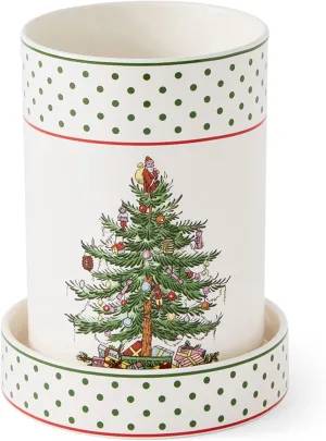 Spode Christmas Tree Wine Chiller & Coaster, Polka Dot - Elegant Wine Cooler and Beverage Chiller for Holiday Entertaining, Christmas Table Settings, Festive Dinner Plates, and Seasonal Serveware