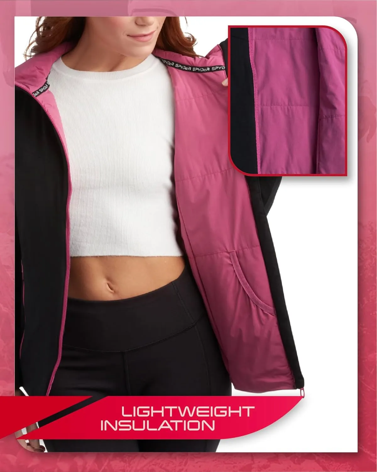 Spyder Women's Performance Windbreaker Jacket - Insulated Lightweight Full Zip Wind and Water-Resistant Hooded Jacket (S-XL)