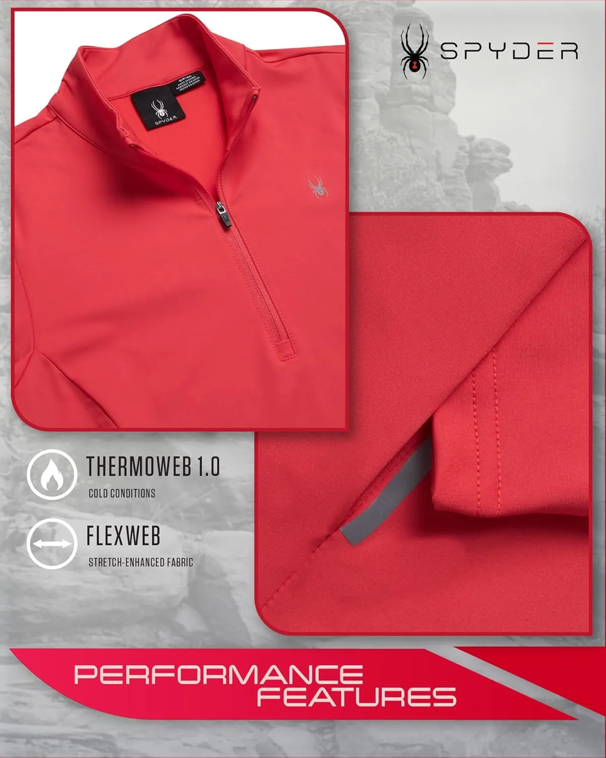 Spyder Womens Quarter Zip Pullover - Lightweight UPF50  1/4 Zip Mock Neck Sweatshirt - Hiking Running Workout Tops for Women