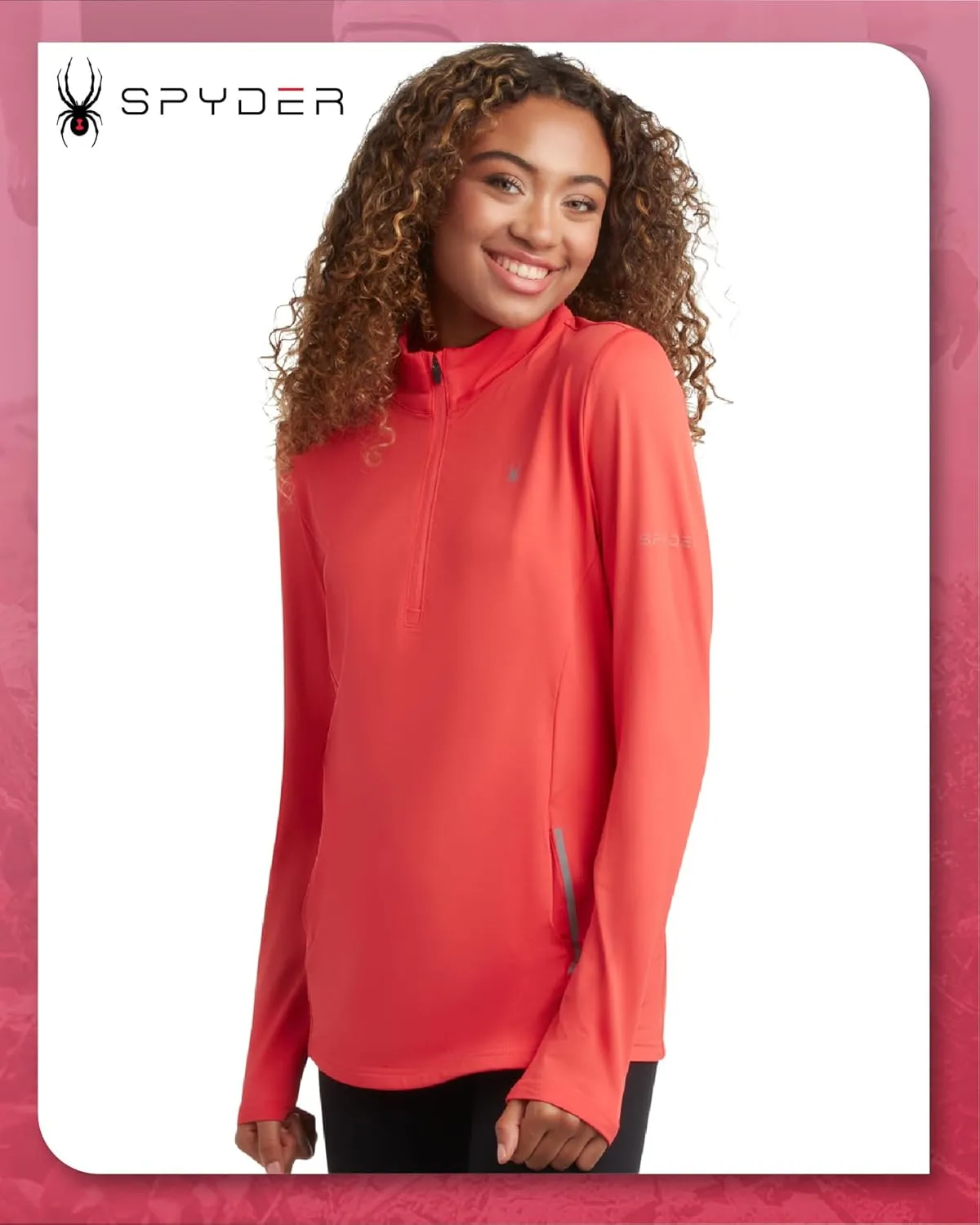 Spyder Womens Quarter Zip Pullover - Lightweight UPF50  1/4 Zip Mock Neck Sweatshirt - Hiking Running Workout Tops for Women