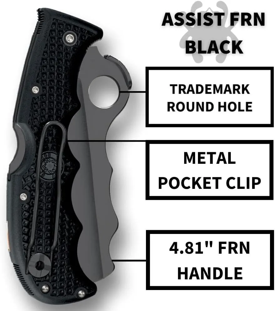 Spyderco Assist 3.68" VG-10 CombinationEdge Black Folding Pocket Knife (C79PSBBK)
