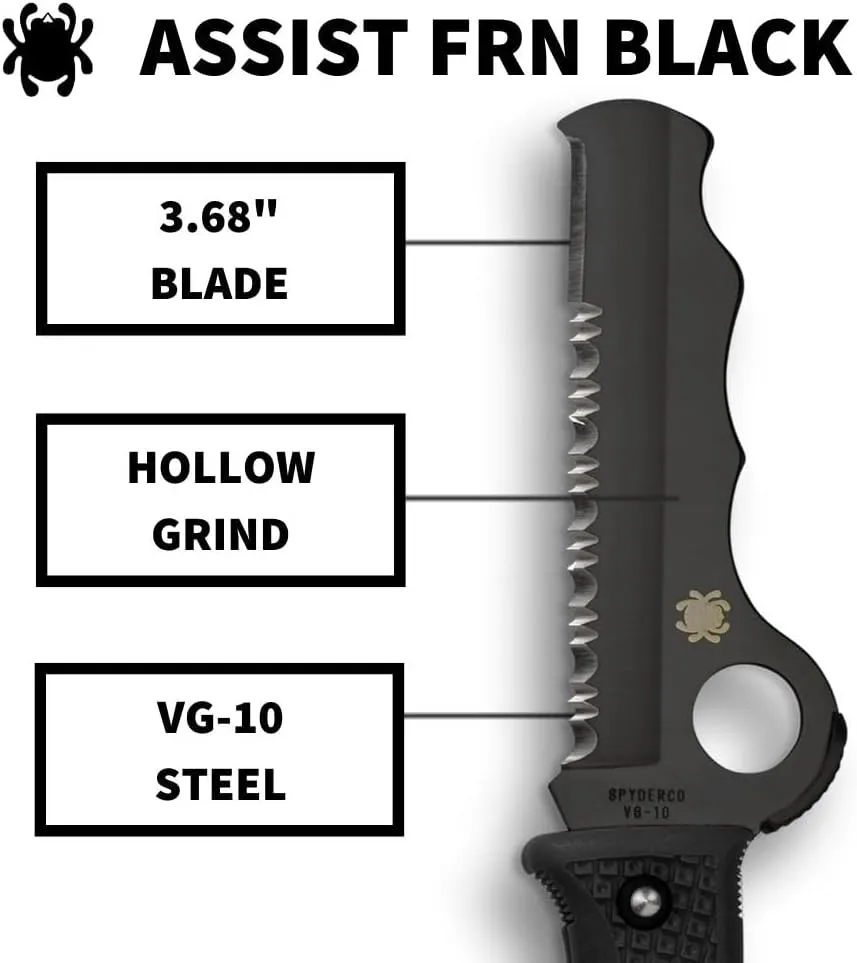 Spyderco Assist 3.68" VG-10 CombinationEdge Black Folding Pocket Knife (C79PSBBK)