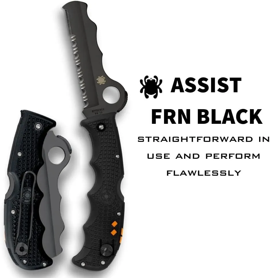Spyderco Assist 3.68" VG-10 CombinationEdge Black Folding Pocket Knife (C79PSBBK)