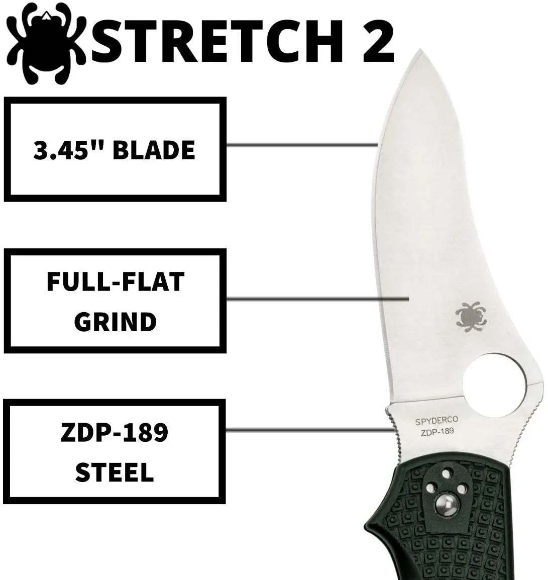 Spyderco C90PGRE2 Stretch 2 FRN British Racing Green ZDP-189 PlainEdge Folding Knife