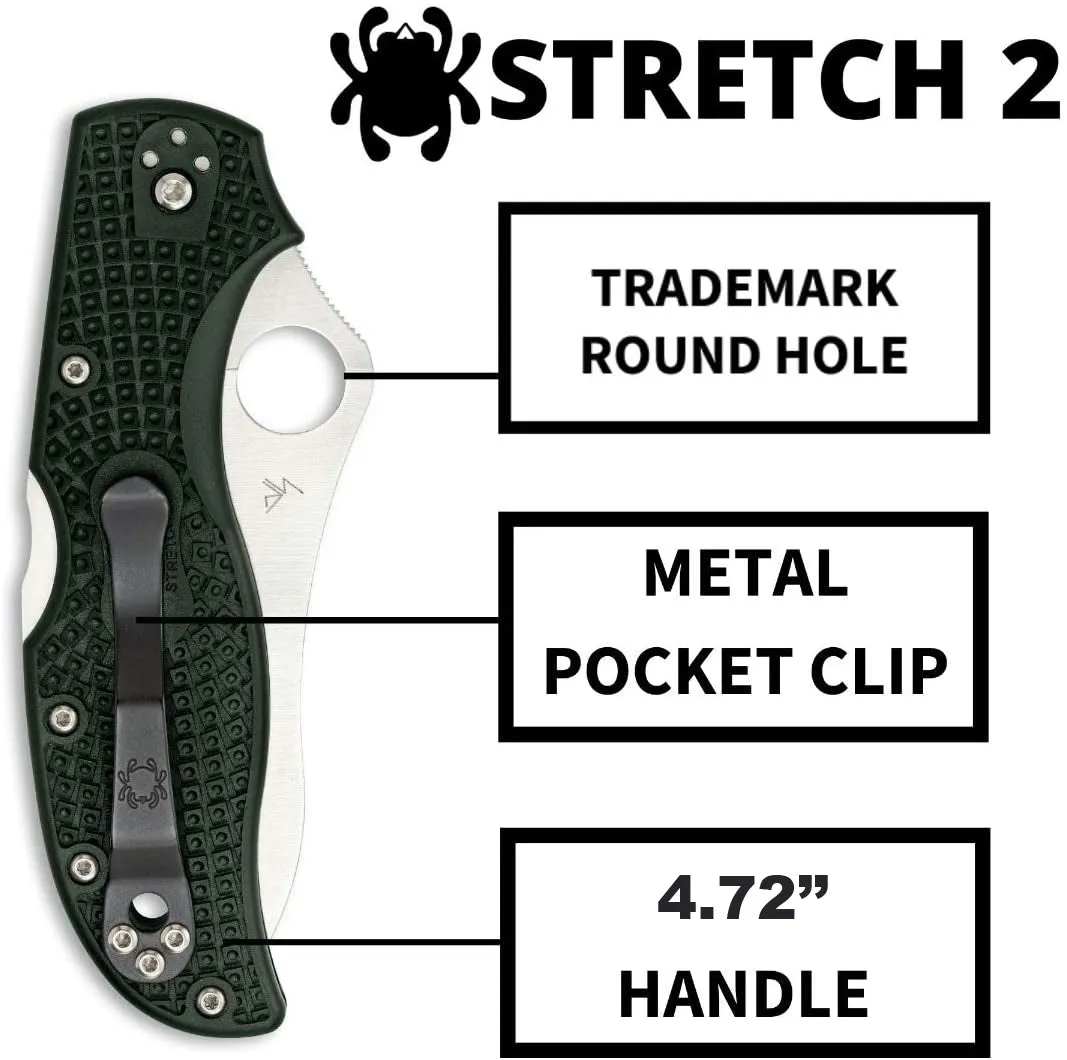 Spyderco C90PGRE2 Stretch 2 FRN British Racing Green ZDP-189 PlainEdge Folding Knife