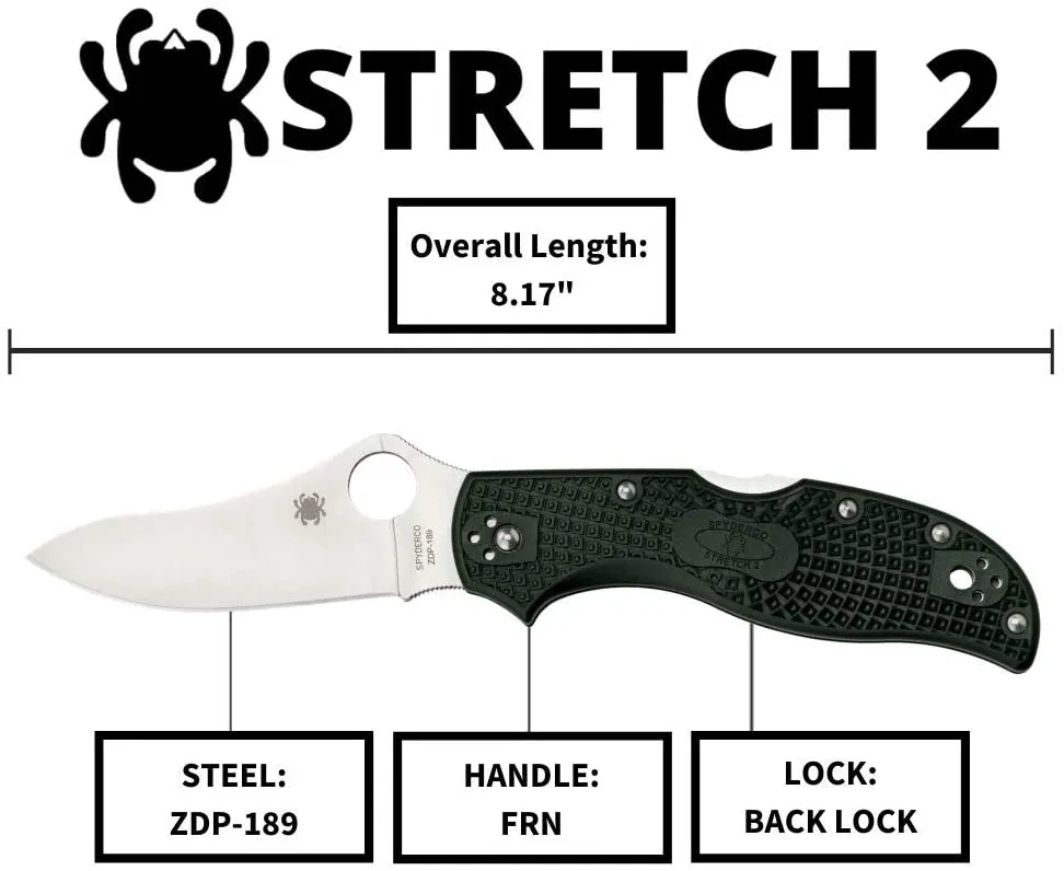 Spyderco C90PGRE2 Stretch 2 FRN British Racing Green ZDP-189 PlainEdge Folding Knife