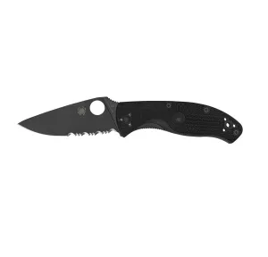 Spyderco Lightweight Tenacious Folding Knife 3.39" Black Oxide Combo Blade