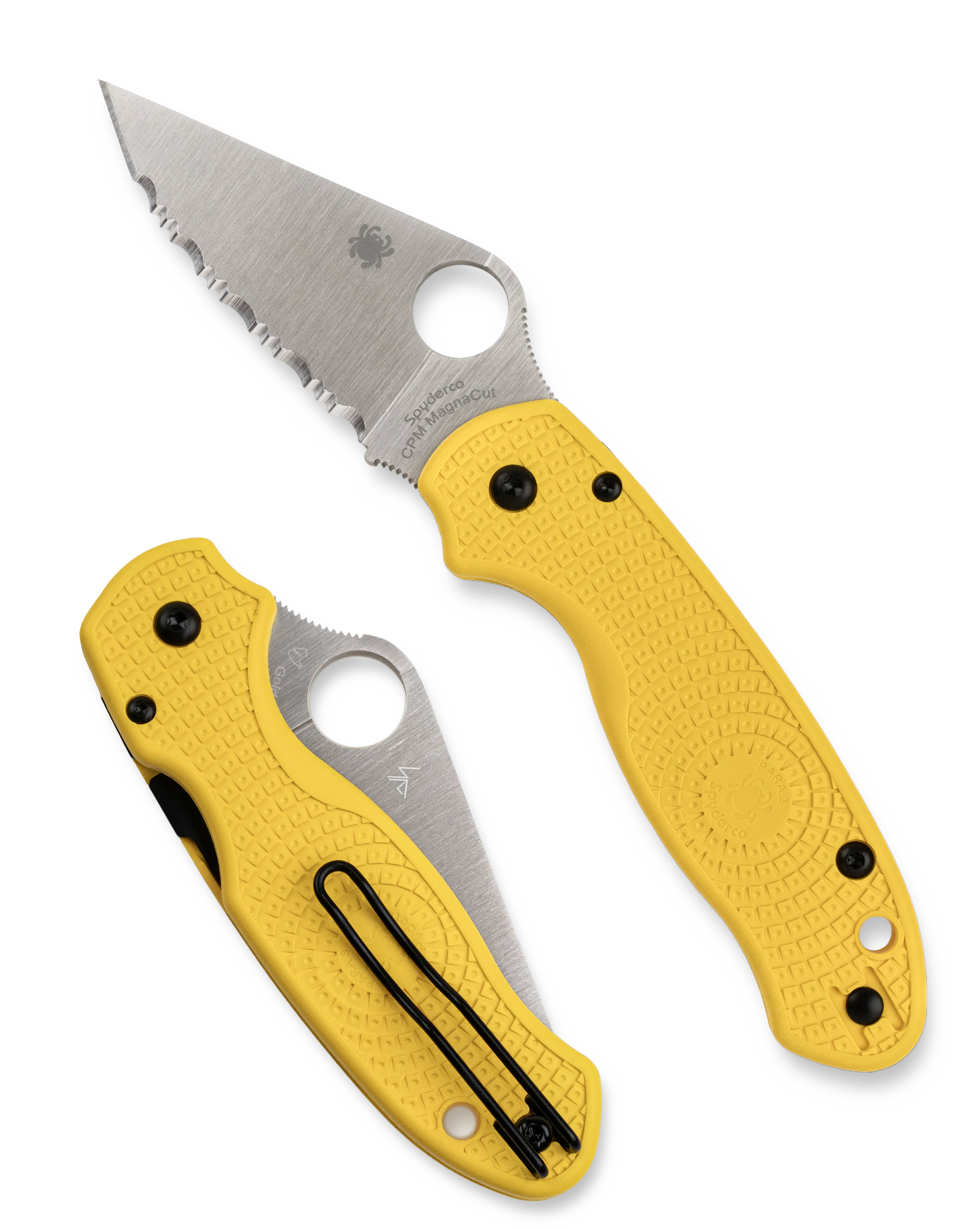 Spyderco Para 3 Lightweight Salt CPM MagnaCut 2.93" SpyderEdge Yellow Folding Pocket Knife (C223SYL)