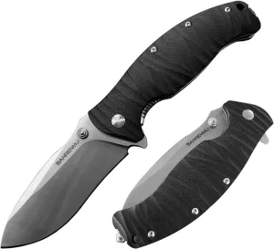 SRM SANRENMU 1006 NEW Pocket Folding Knife 14C28N Blade Flipper Ball Bearing Outdoor Camping Survival Tool EDC (Black)