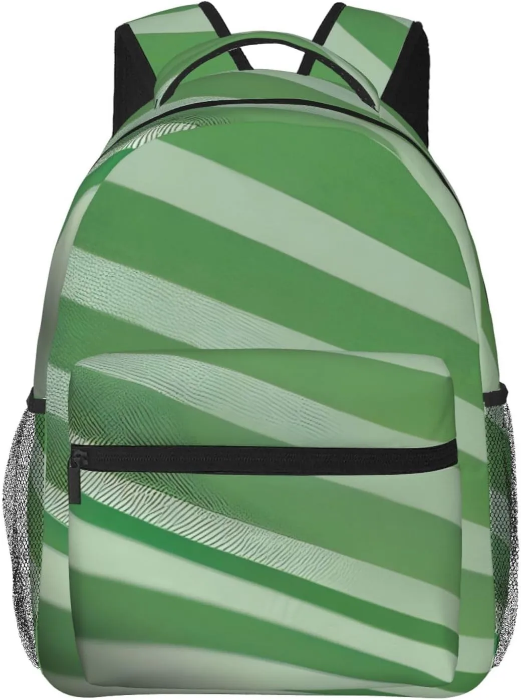 SSIMOO Classic Green Striped Leisure Lightweight Double-Shoulder Backpack,Simple Canvas, And Spacious Design