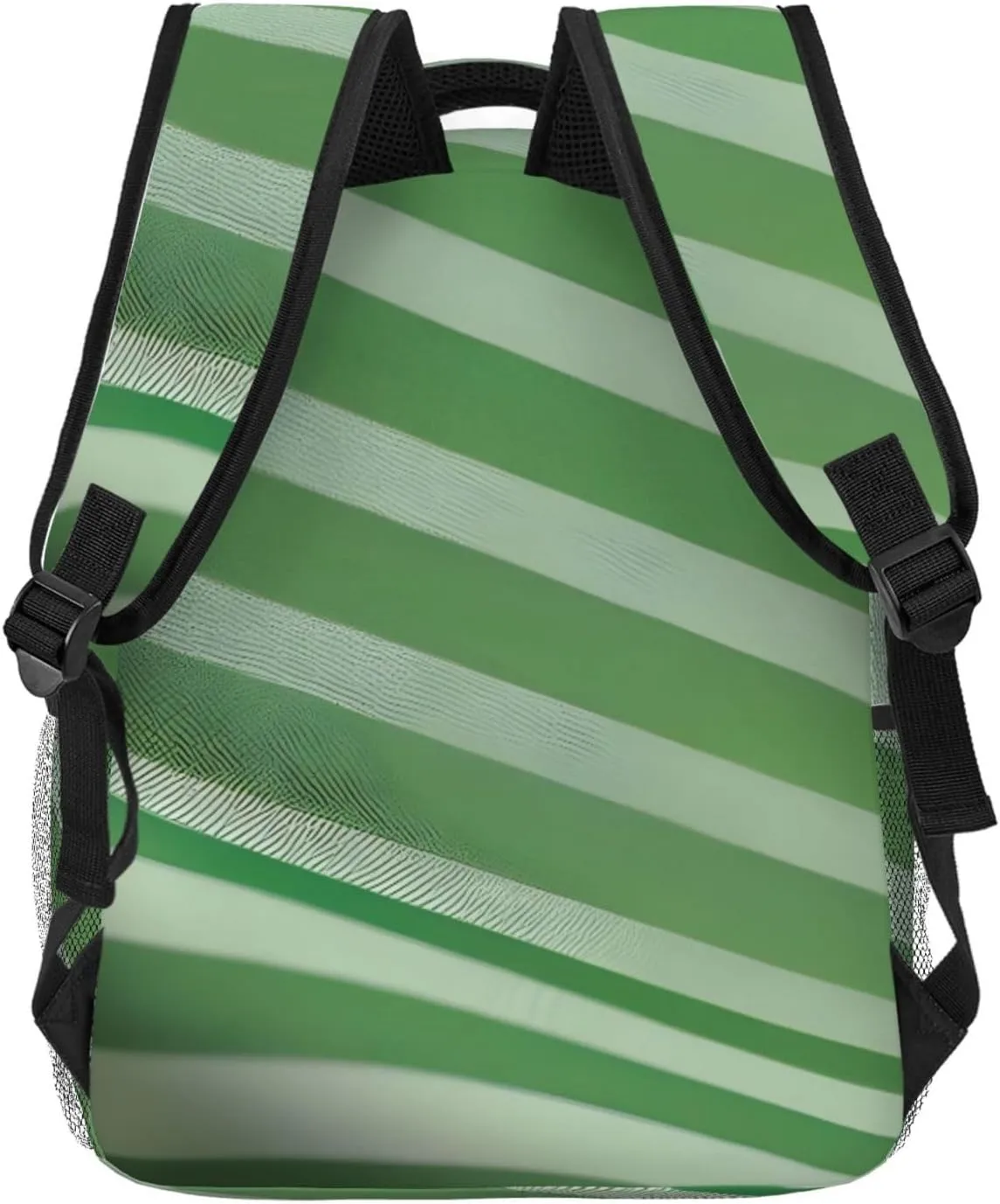 SSIMOO Classic Green Striped Leisure Lightweight Double-Shoulder Backpack,Simple Canvas, And Spacious Design